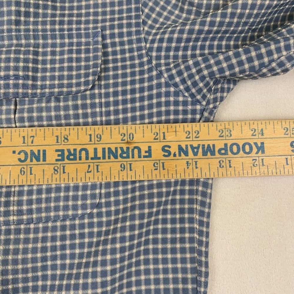 LL Bean Mens Medium Tall Blue Check Long Sleeve Button Down Shirt 0GR89 Pocket - Picture 4 of 9